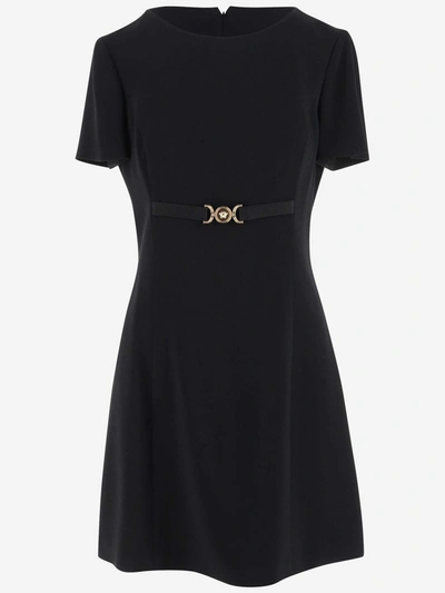 Shop Versace Stretch Cady Mini Dress In Black
