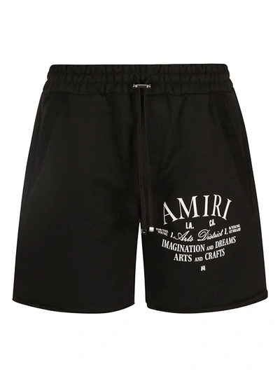 Shop Amiri Elastic Drawstring Waist Logo Shorts In Black