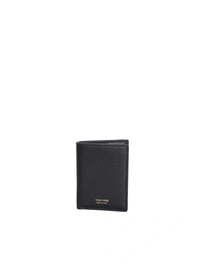Shop Tom Ford T Line Bi-fold Black Cardholder