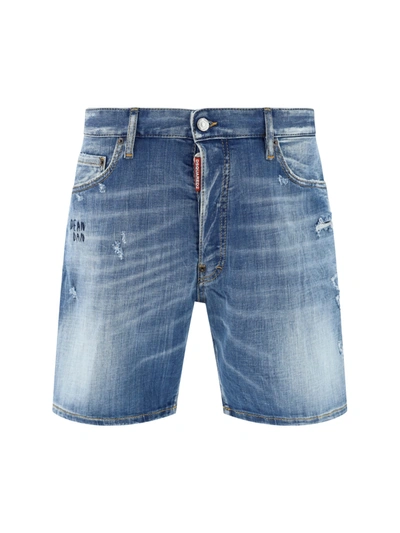 Shop Dsquared2 Marine Denim Shorts In Blu