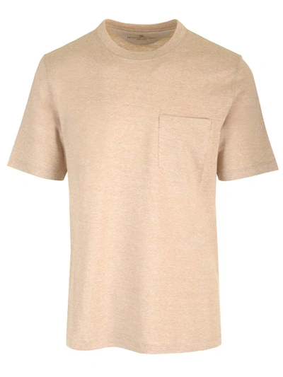 Shop Brunello Cucinelli Linen Cotton T-shirt In Brown