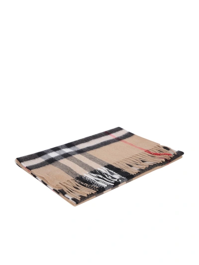 Shop Burberry Giant Check Sf Beige Scarf In Brown