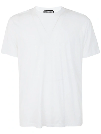 Shop Tom Ford Cut And Sewn Crew Neck T-shirt In Ecru