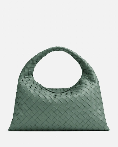 Shop Bottega Veneta Small Hop Hobo Leather Shoulder Bag In Green