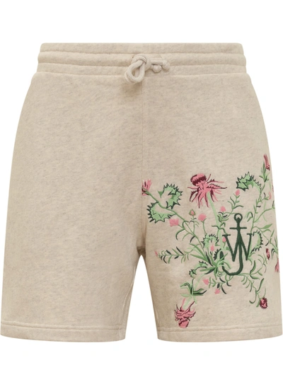 Shop Jw Anderson J.w. Anderson Emboidery Shorts In Oatmeal Melange