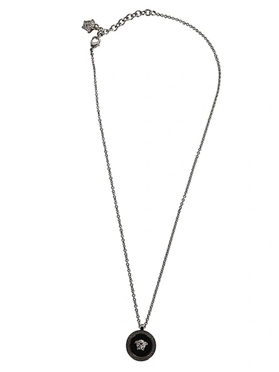 Shop Versace Necklace Metal In Palladium Black