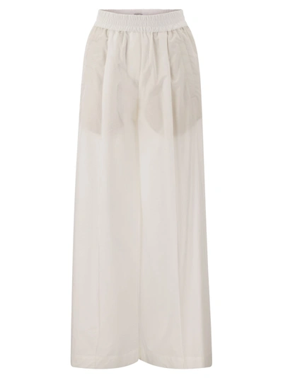 Shop Brunello Cucinelli Relaxed Light Cotton Trousers In White