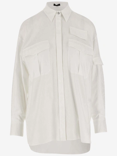 Shop Versace Cotton Shirt In White