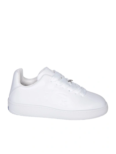 Shop Burberry Leather White Sneakers