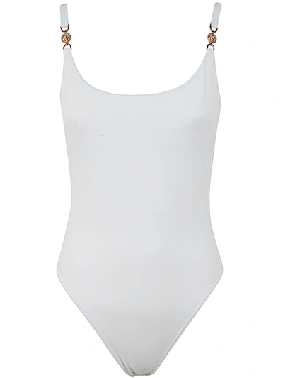 Shop Versace Swim One-piece Lycra Vita Recycled Greek Chain In White