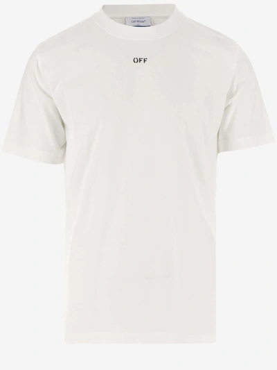 Shop Off-white Cotton Crop T-shirt With Logo