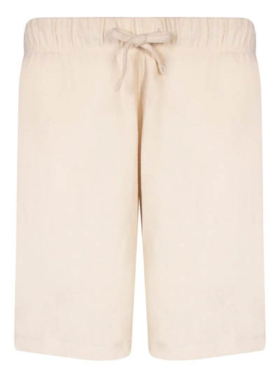 Shop Burberry Jogger Beige Shorts In White