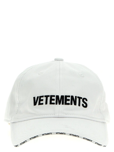 Shop Vetements Logo Cap In White/black
