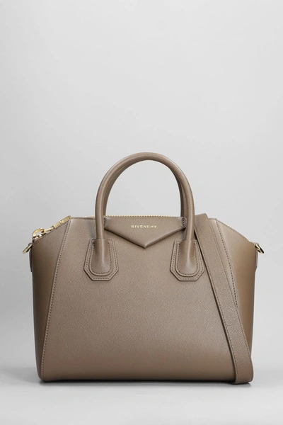 Shop Givenchy Antigona Small Hand Bag In Taupe Leather
