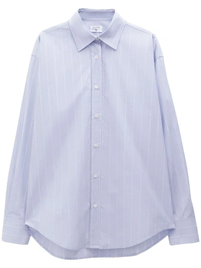 Shop Filippa K Striped Cotton Shirt In Clear Blue