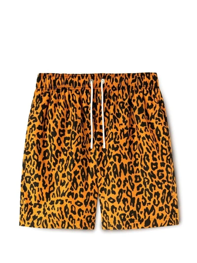 Shop Palm Angels Animalier Print Swim Shorts In Orange