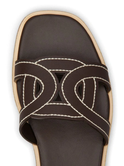 Shop Tod's Kate Leaher Sandals In Brown