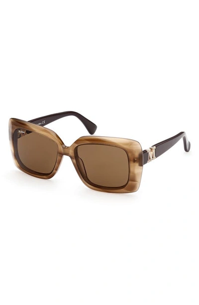 Shop Max Mara 54mm Rectangular Sunglasses In Havana/ Brown