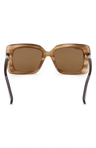 Shop Max Mara 54mm Rectangular Sunglasses In Havana/ Brown