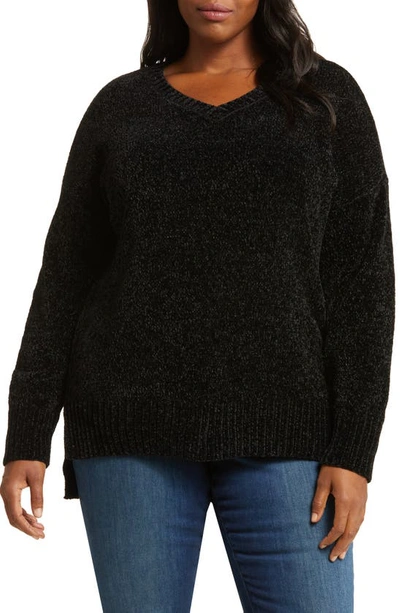 Shop Sanctuary V-neck Chenille Sweater In Black