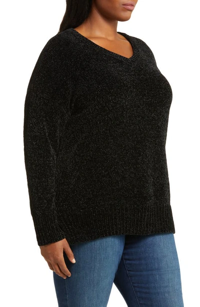 Shop Sanctuary V-neck Chenille Sweater In Black