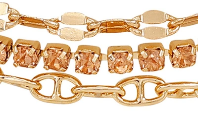 Shop Vince Camuto Crystal Mixed Chain Slider Bracelet In Gold