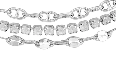 Shop Vince Camuto Crystal Mixed Chain Slider Bracelet In Silver