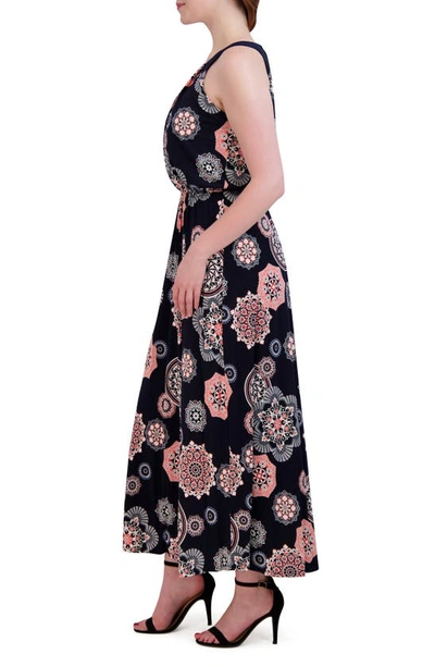 Shop Robbie Bee Halter Maxi Dress In Navy/ Coral