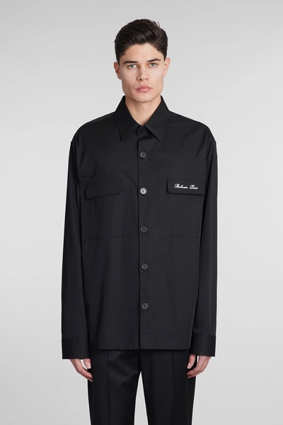 Shop Balmain Shirt In Black Cotton