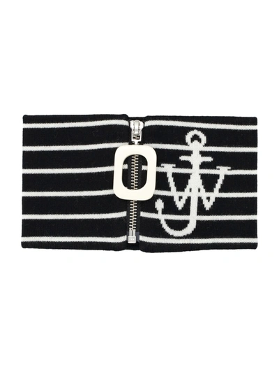 Shop Jw Anderson J.w. Anderson Striped Anchor Neckband In Black