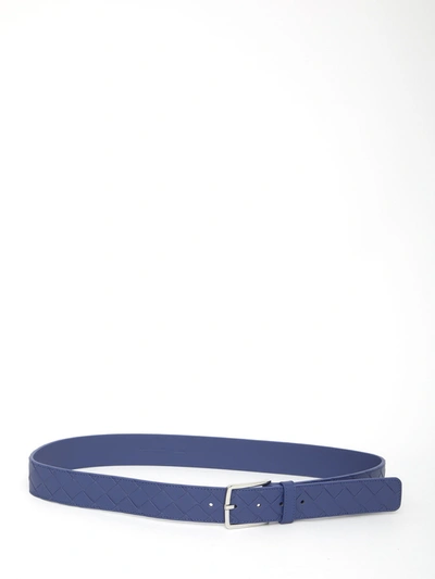 Shop Bottega Veneta Intrecciato Belt In Blue