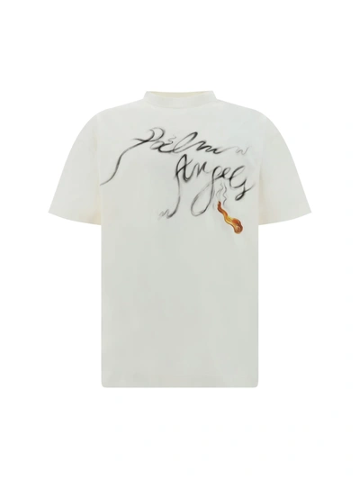Shop Palm Angels T-shirt In Bianco Nero