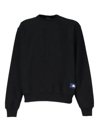 Shop Burberry Logo Patch Crewneck Sweater In Black