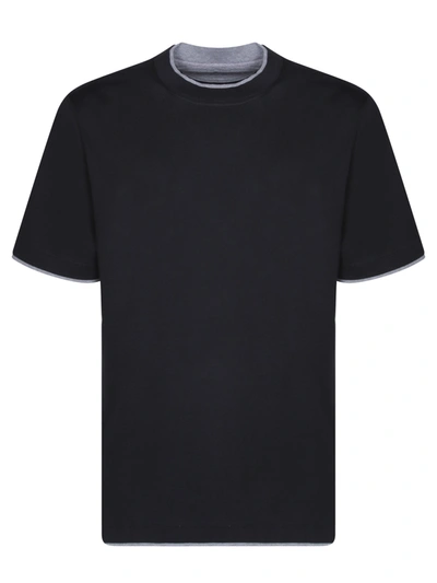Shop Brunello Cucinelli Contrastind Edges Black T-shirt