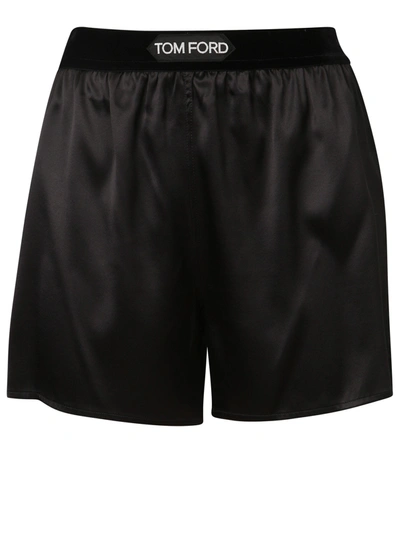 Shop Tom Ford Black Silk Satin Pj Shorts