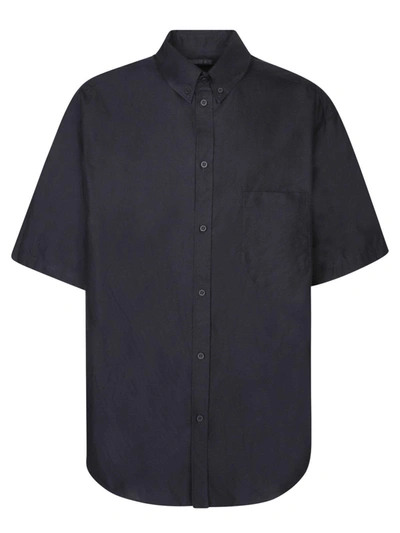 Shop Balenciaga Collared Short-sleeve Shirt In Black