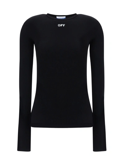 Shop Off-white Long-sleeved Jersey In Black White