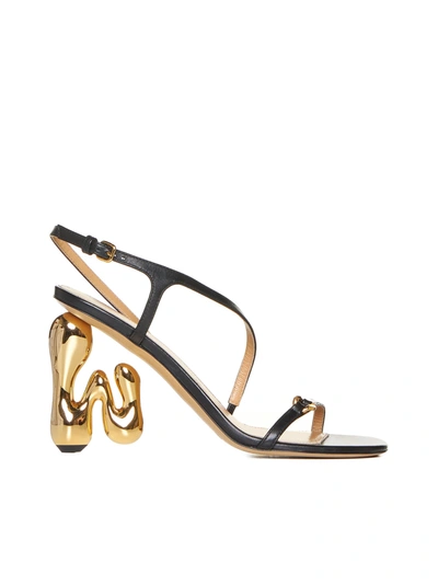 Shop Jw Anderson J.w. Anderson Sandals In Black+heel Gold