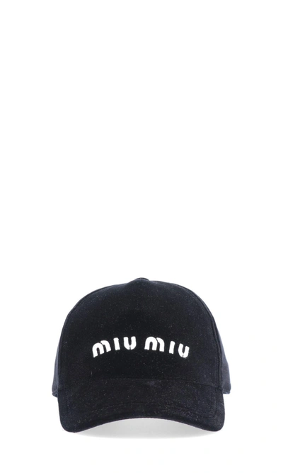 Shop Miu Miu Logo Cap In Default Title