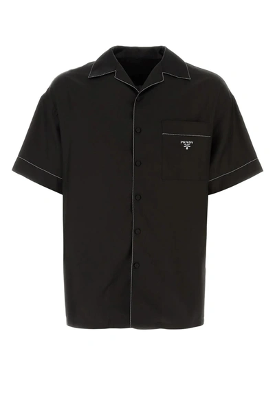 Shop Prada Black Silk Shirt In Default Title