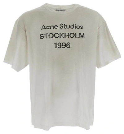 Shop Acne Studios Logo Printed Crewneck T-shirt In Dusty White