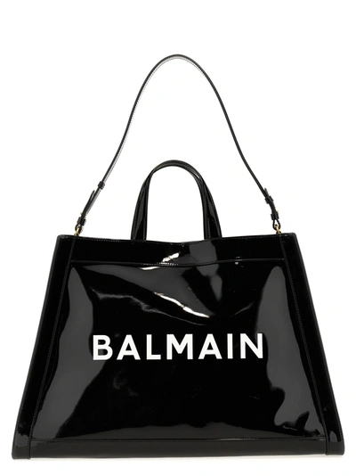 Shop Balmain Oliviers Cabas Shopping Bag In Eab Noir Blanc
