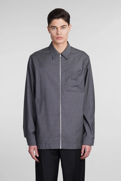 Shop Givenchy Shirt In Grey Wool