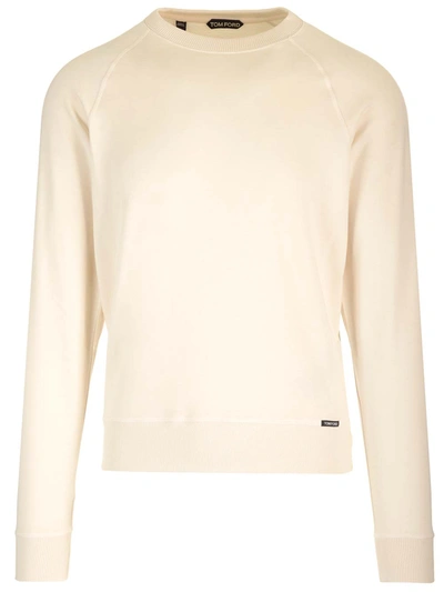 Shop Tom Ford Lightweight Jersey Sweatshirt In Ivory