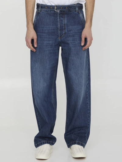 Shop Bottega Veneta Jeans With Belt In Light Blue