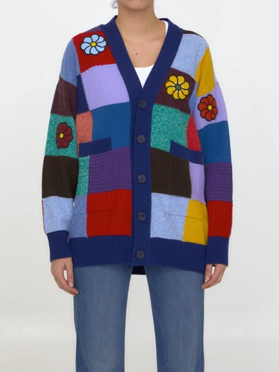 Shop Moncler Patchwork Cardigan In Multicolor