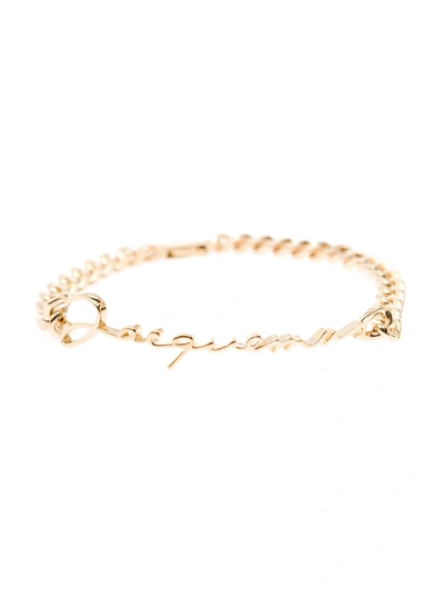 Shop Jacquemus Gold-tone La Gourmette Logo Chain Link Bracelet In Brass Woman In Metallic