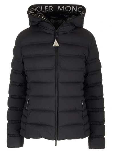 Shop Moncler Short Fitted Down Jacket In Nero