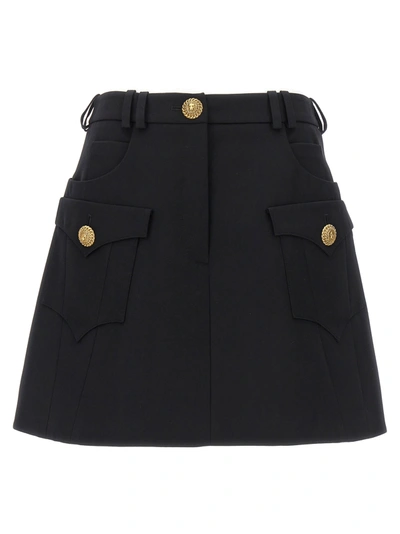 Shop Balmain Mini Skirt In Nero