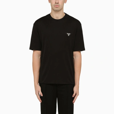 Shop Prada Black Cotton Crew-neck T-shirt In Nero